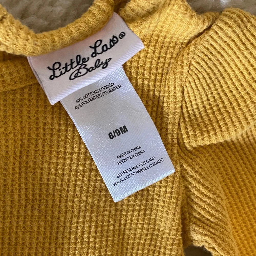 Little Lass Mustard Yellow Waffle-Knit Baby Top - Picture 2 of 5